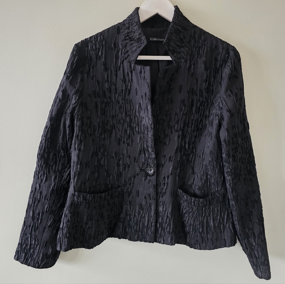 Eileen Fisher L Modern Contemporary Feminine Water Lilly Silk Blend Swing Blazer - Picture 2 of 15